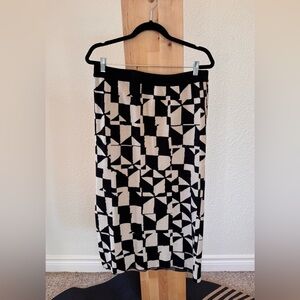 Eloquii Black and Cream Geometric Pencil Skirt
